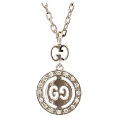 Gucci 18K White Gold Pendant Necklace with Diamond Accents
