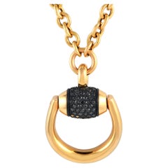 Gucci 18K Yellow Gold 1.50ct Black Diamond and Onyx Pendant Necklace GU15-101123