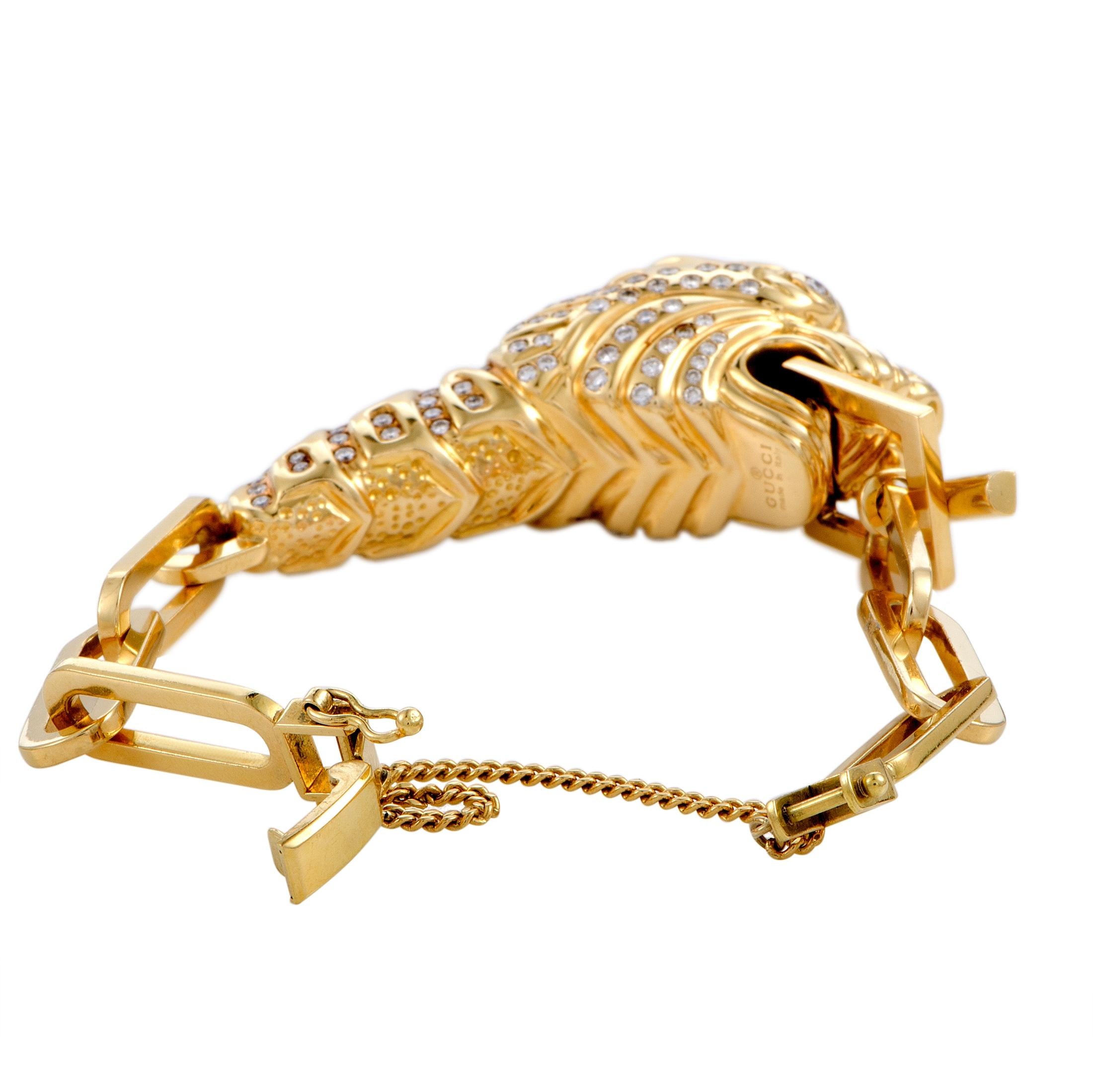 Gucci 18 Karat Yellow Gold and Diamond Panther Bracelet 1