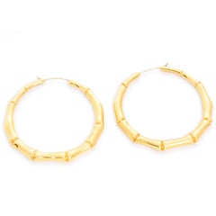 Gucci 18 Karat Yellow Gold Bamboo Hoop Earrings