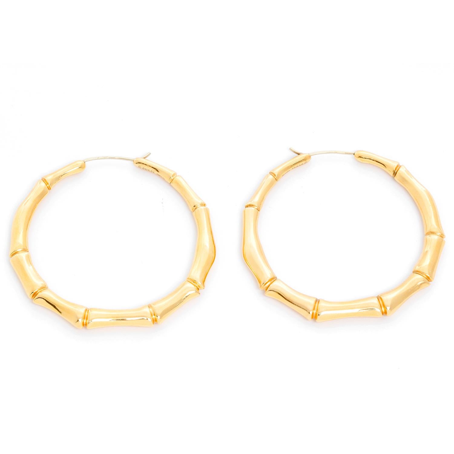 gucci gold bamboo hoop earrings
