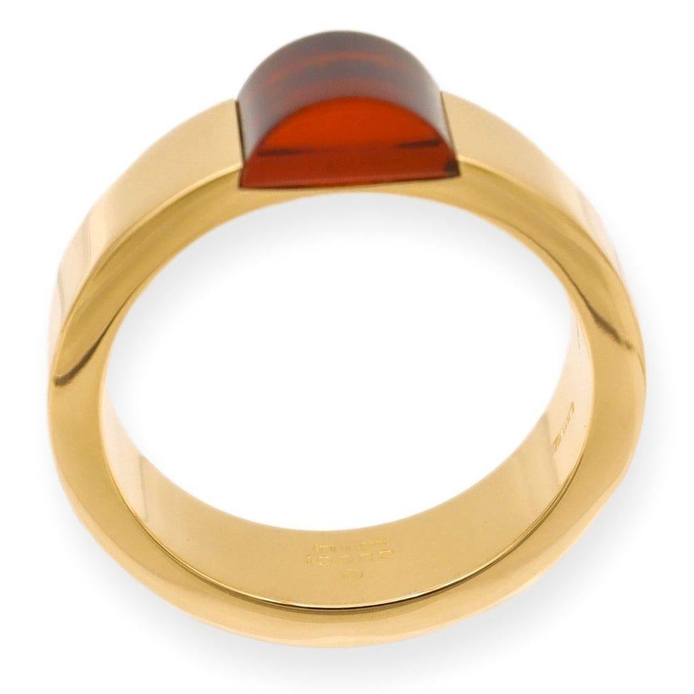 GUCCI 18K Yellow Gold Cabochon Garnet 5mm Band Ring For Sale 1