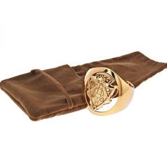 Gucci 18K Yellow Gold Coat of Arms Crest Cuff Bracelet