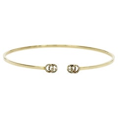 Gucci 18k Yellow Gold Diamond Cuff Bangle