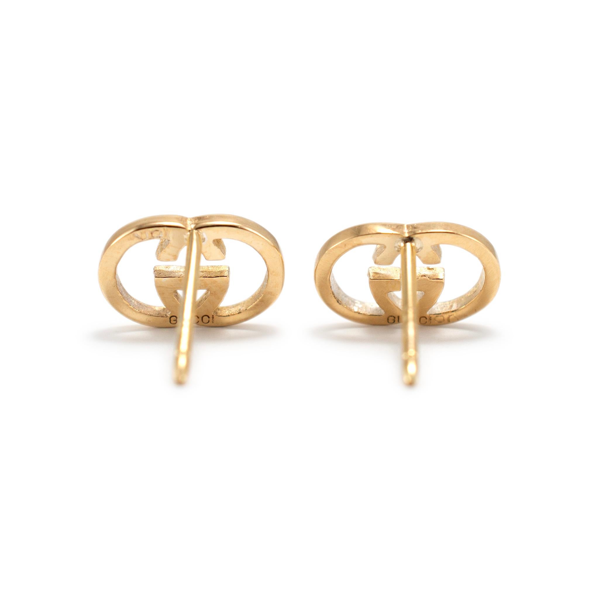Women's Gucci 18K Yellow Gold GG Inverted Stud Earrings