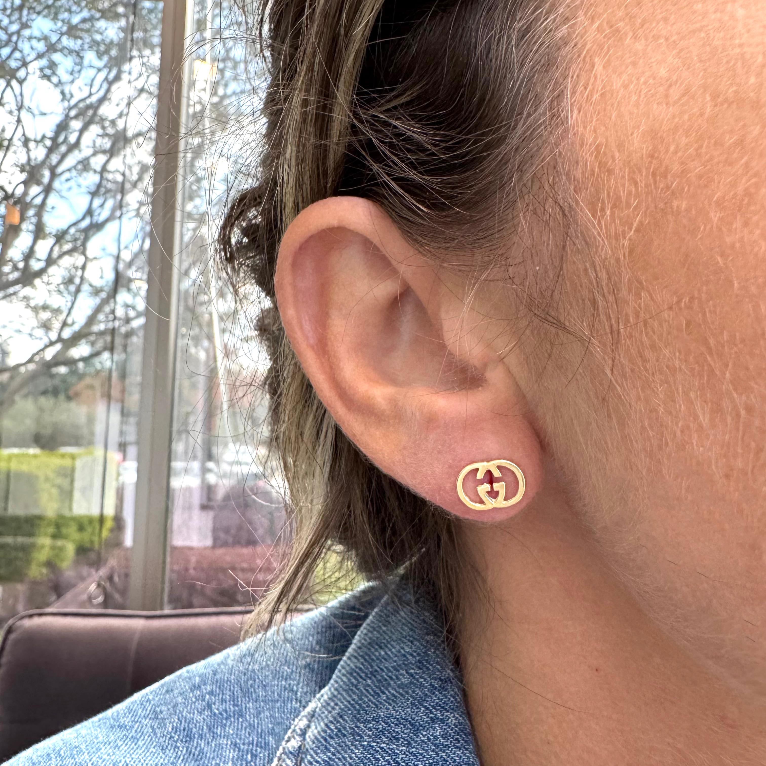 Gucci 18K Yellow Gold GG Inverted Stud Earrings 3