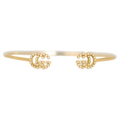 Gucci 18k Yellow Gold GG Running Diamond Cuff Bracelet