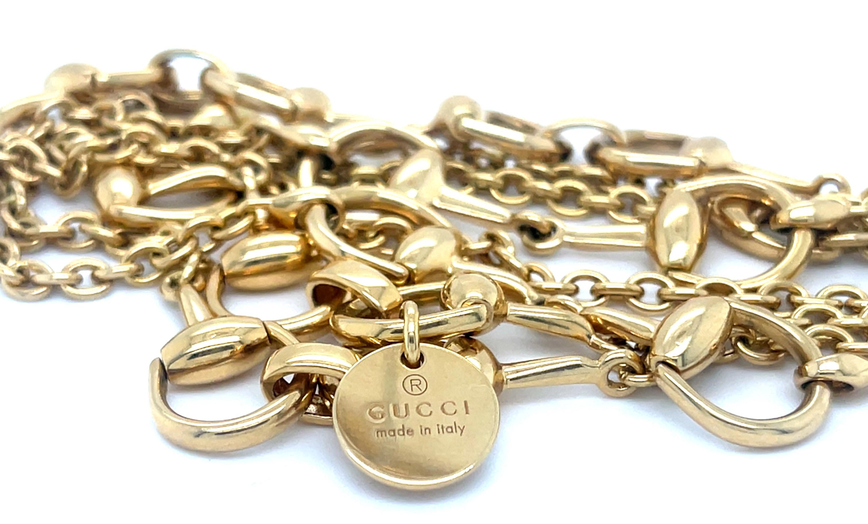 Gorgeous Gucci Horsebit Necklace
Features Iconic Horsebit Design interspersed in gold chain
Total Length = 37.5