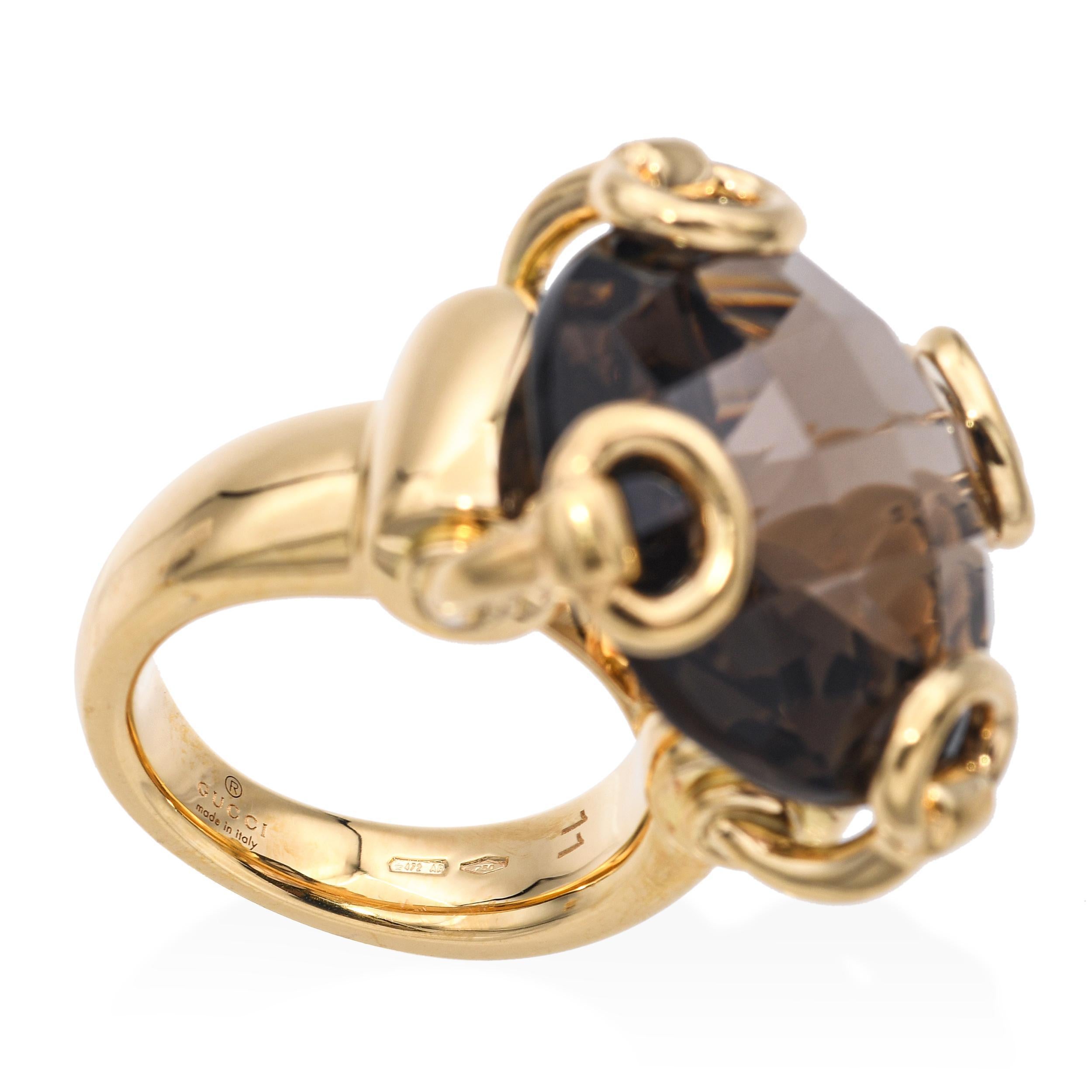 Gucci Collana, orecchini e anello con quarzo fumé in oro giallo 18k in vendita 1