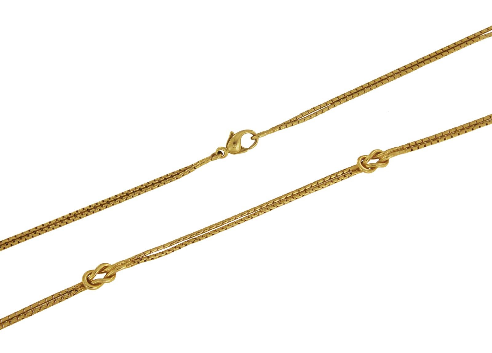 GUCCI 18K YELLOW GOLD KNOT DOUBLE CHAIN.

Mint condition
18k Yellow Gold
Chain length: 28”
Width: 2.7mm
Weight: 25gr
