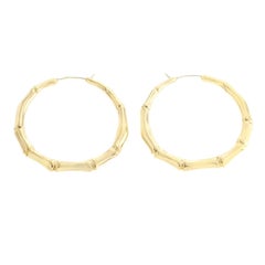 Gucci 18 Karat Yellow Gold Large Bamboo Hoop Earrings