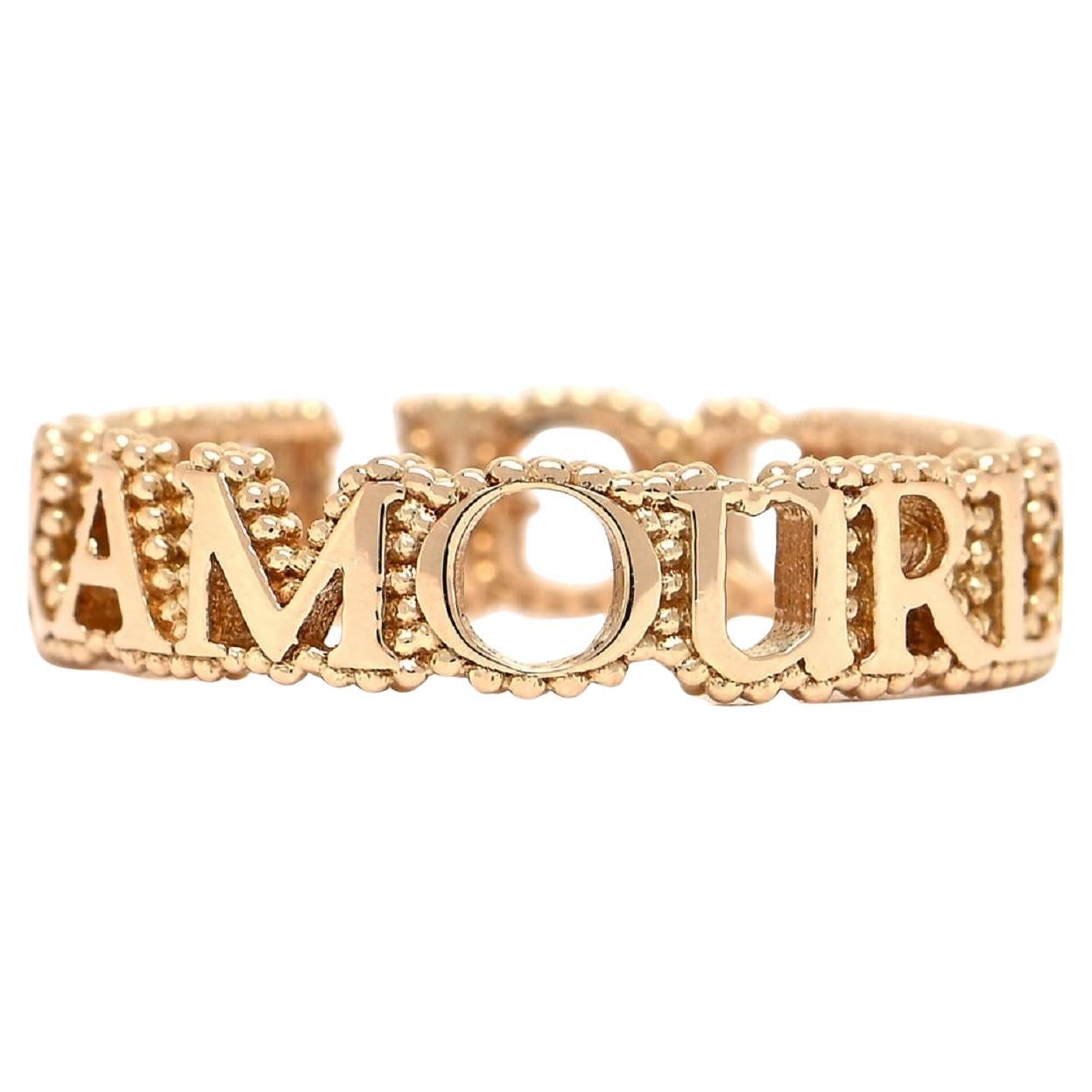 Gucci 18K Yellow Gold L'Aveugle  Par Amour Ring Size 6.75
