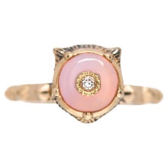 Anillo Gucci de oro amarillo de 18 quilates Le Marches des Merveilles Motivo Felino Diamante Rosa