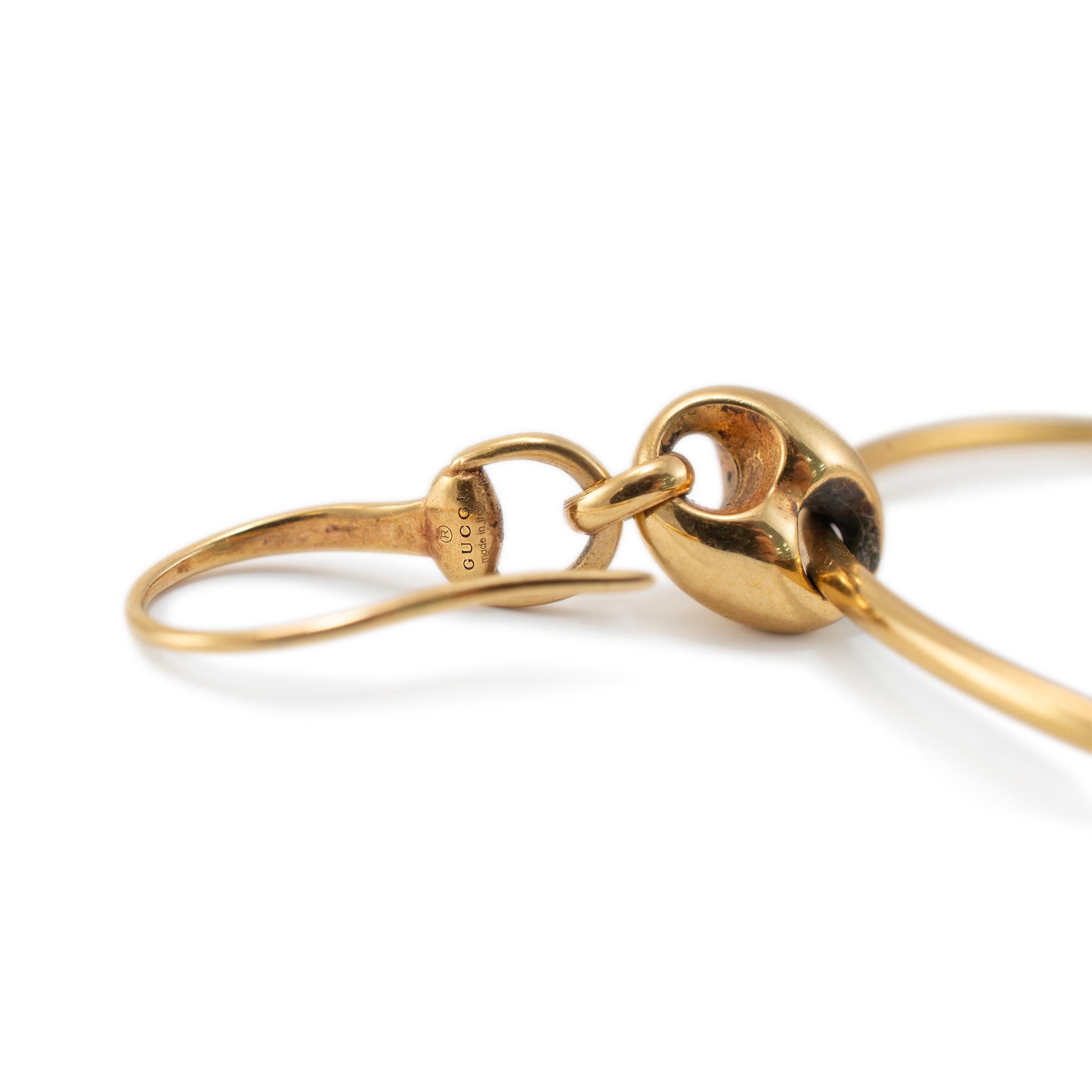 Women's Gucci 18K Yellow Gold Marina Chain Hoop Dangle Earrings