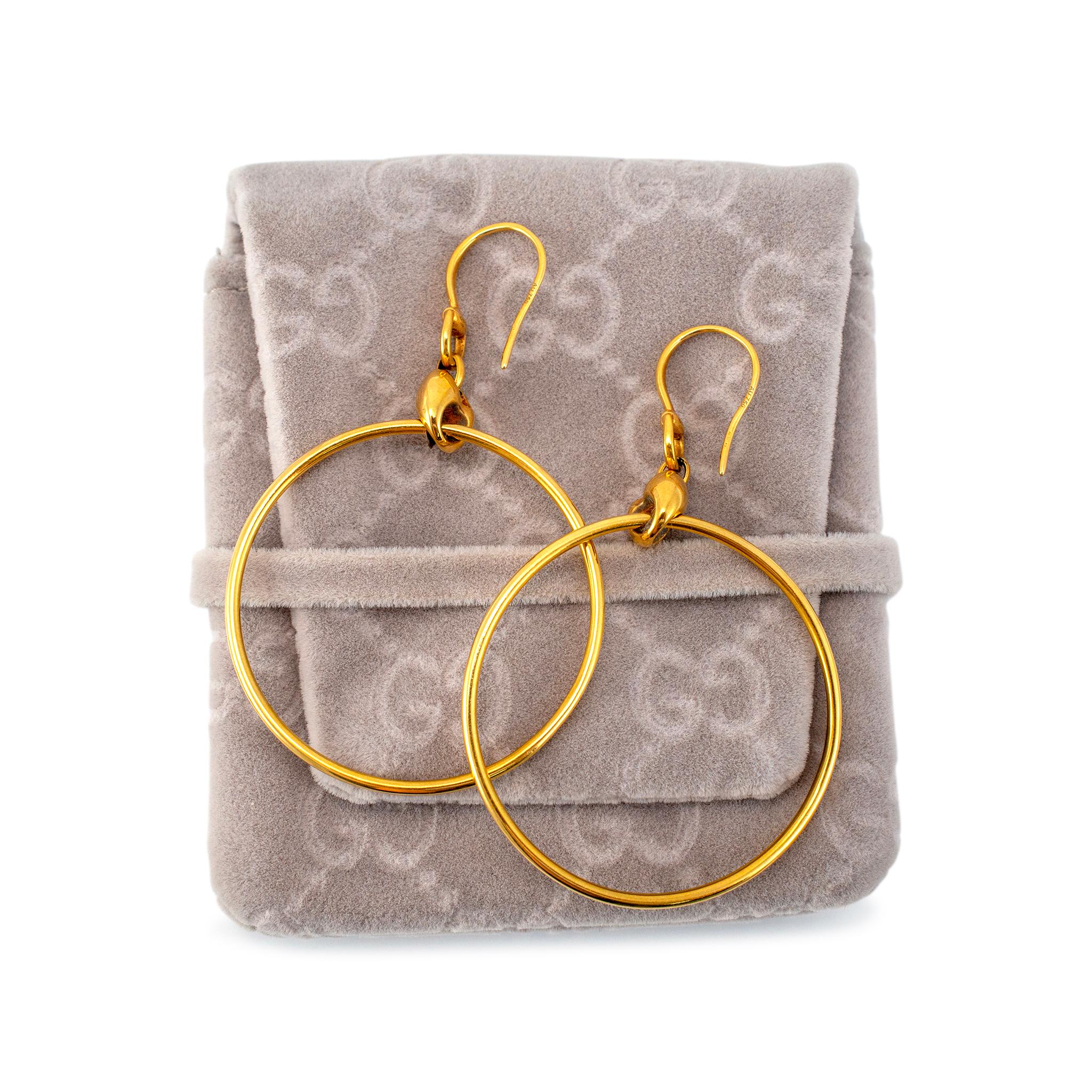 Gucci 18K Yellow Gold Marina Chain Hoop Dangle Earrings 2