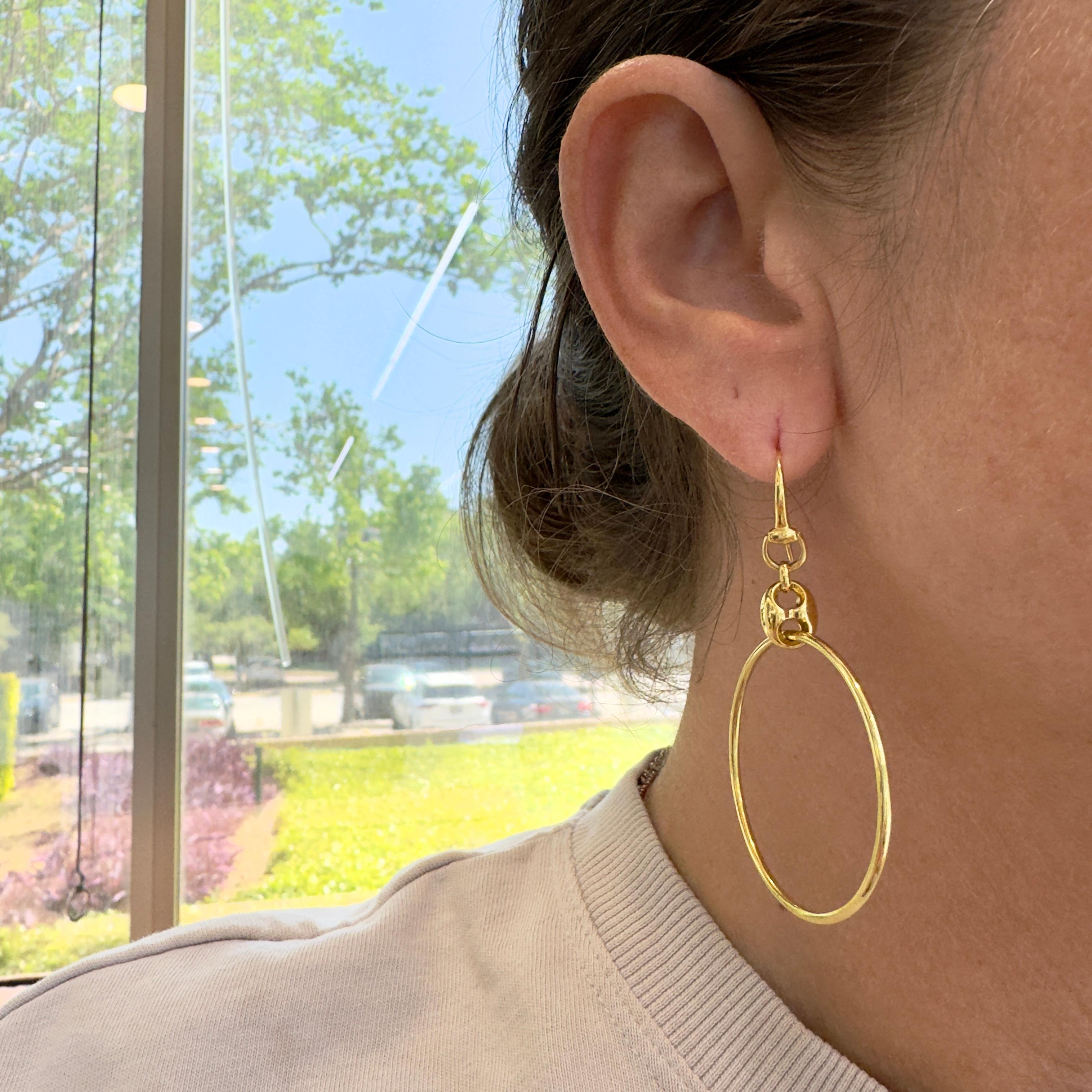 Gucci 18K Yellow Gold Marina Chain Hoop Dangle Earrings 3