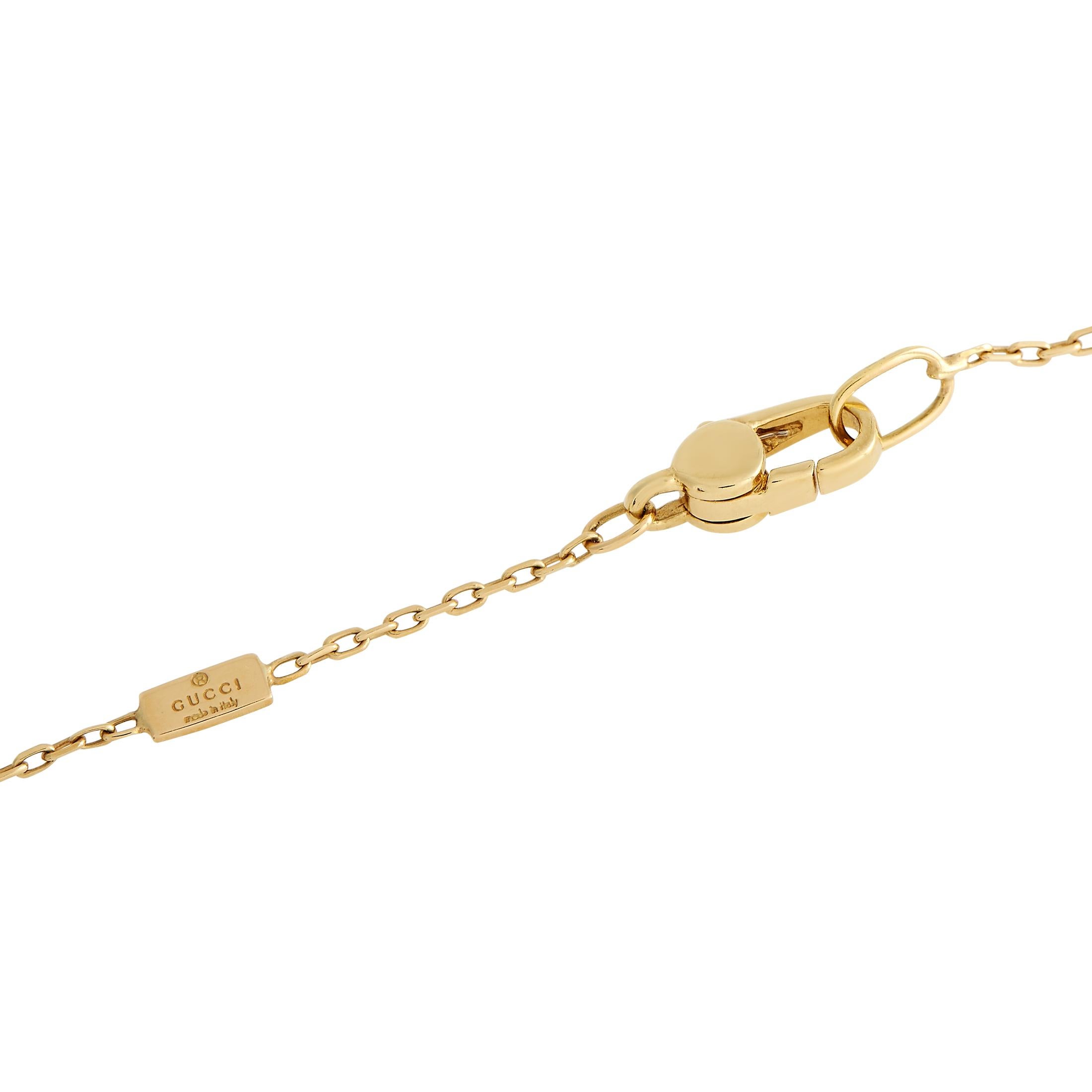 Gucci 18K Gelbgold Onyx Italian Horn Halskette (Gemischter Schliff) im Angebot