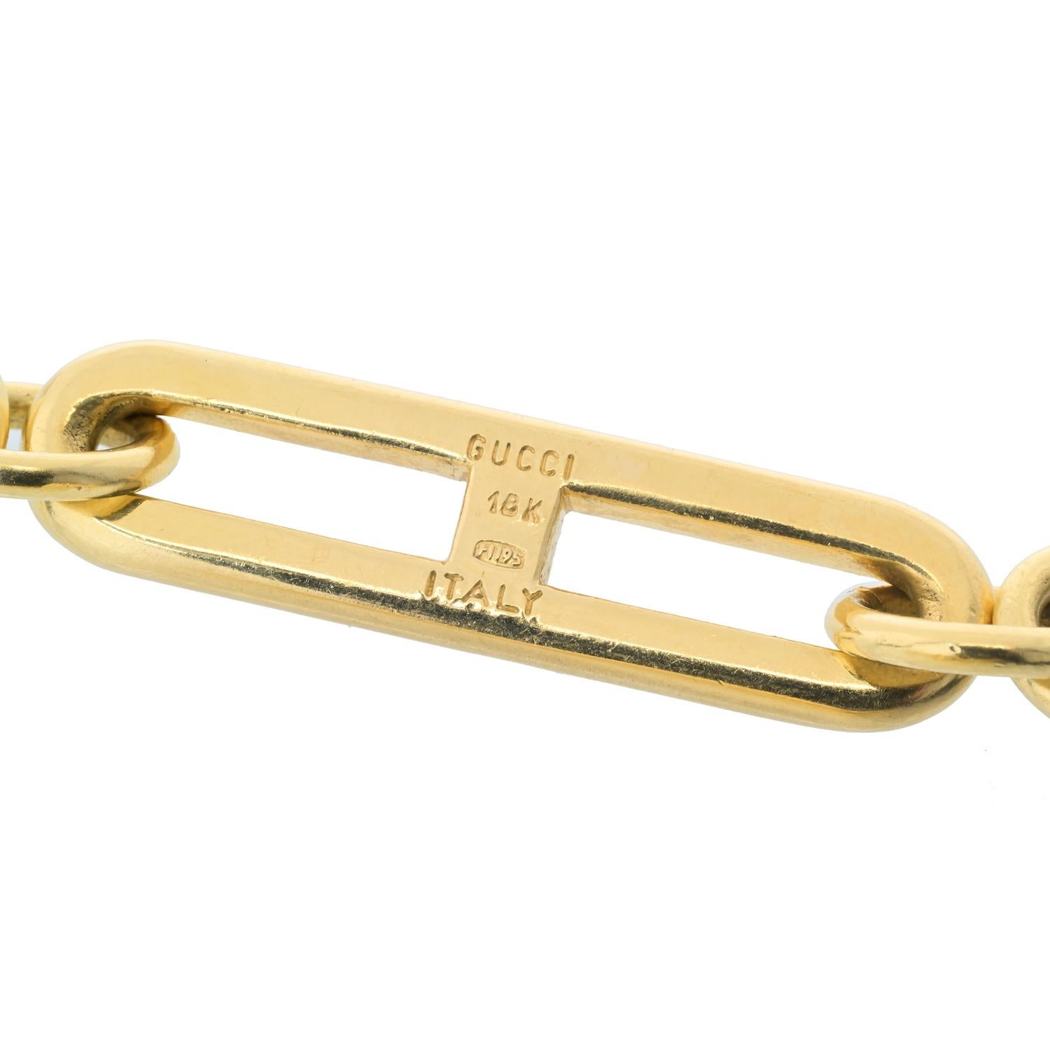 Donna Gucci Bracciale A Link in Oro Giallo 18K e Legno Nero Vintage in vendita