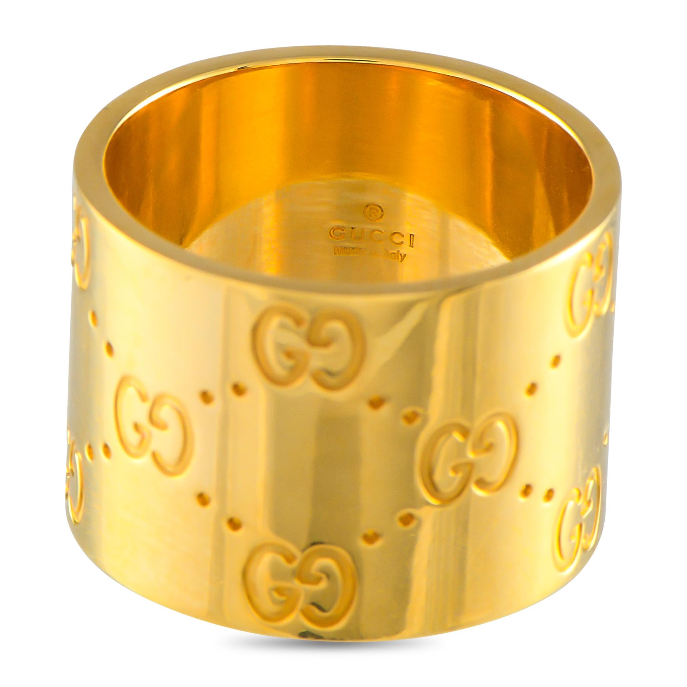 Women's or Men's Gucci 18K Yellow Gold Wide Band Ring