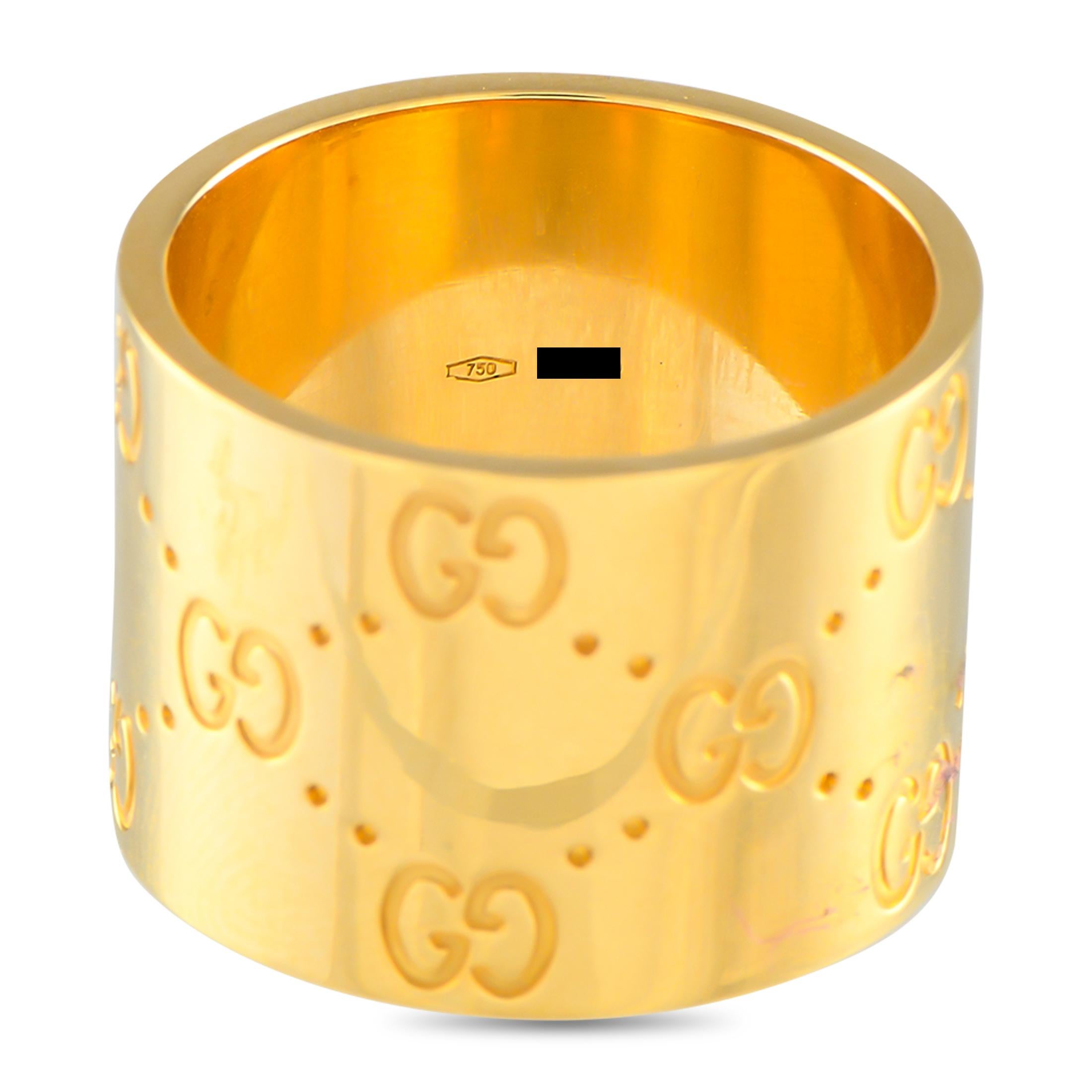 Gucci 18K Yellow Gold Wide Band Ring 1