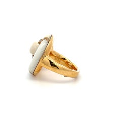 Gucci 18K YG Cocktail Ring with 0.52 Carat Round G-VS Diamonds Size 6.25