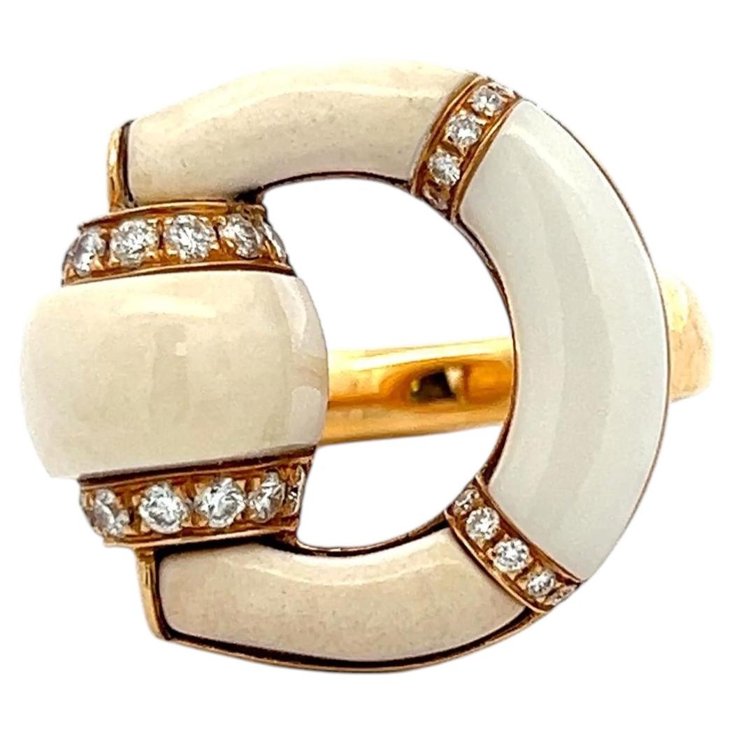 Gucci 18K YG Cocktail Ring with 0.52 Carat Round G-VS Diamonds Size 6.25 For Sale