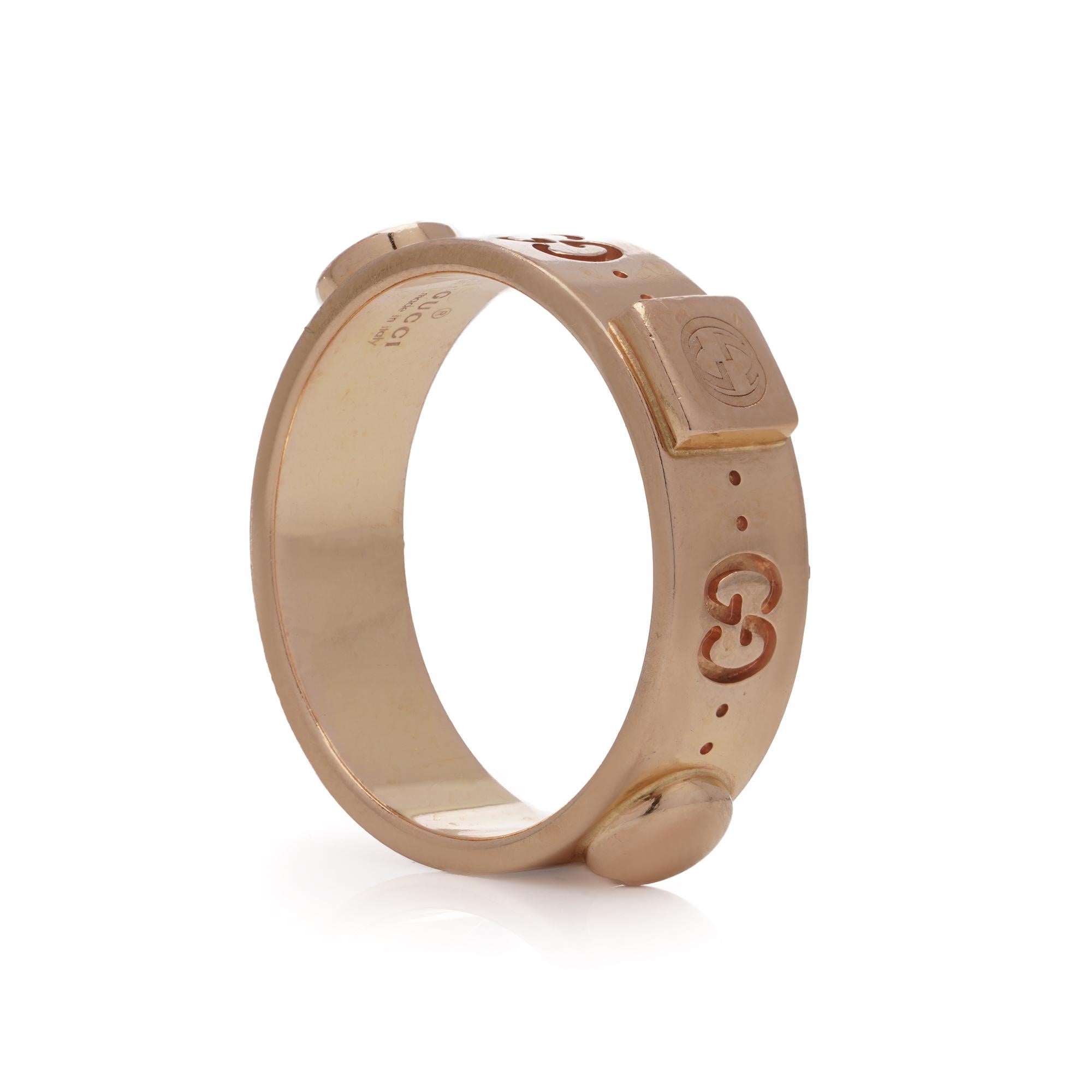 Gucci 18kt rose gold Iconic band ring with studs 1