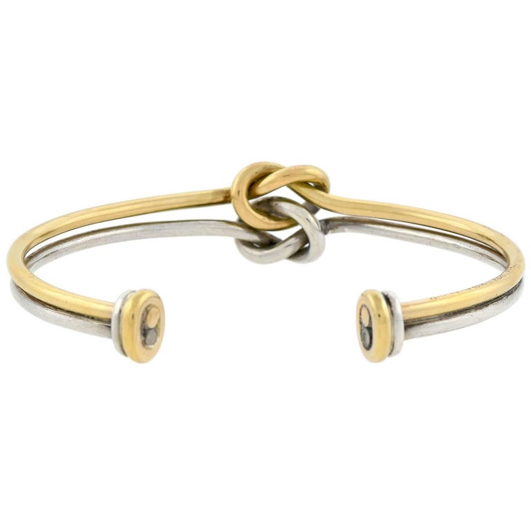 Gucci 18 Karat/Sterling Silver Love Knot Cuff Bracelet at 1stDibs