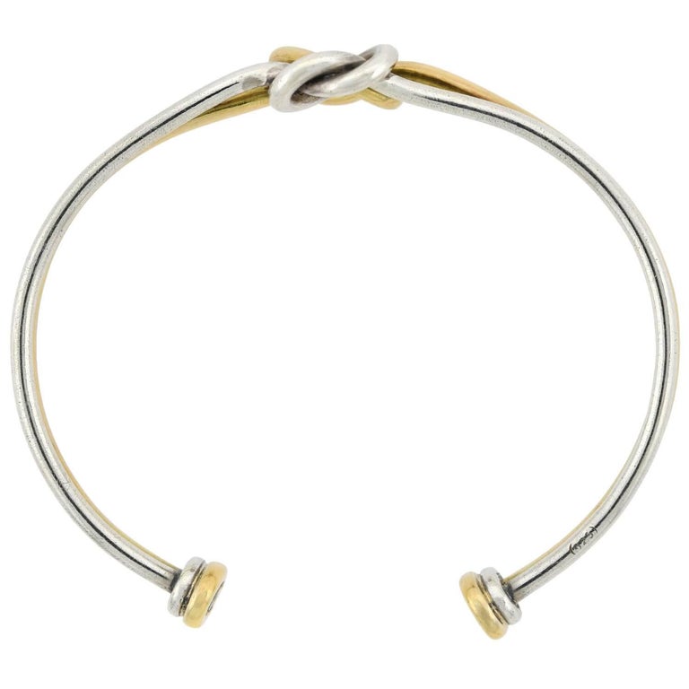 Gucci 18 Karat/Sterling Silver Love Knot Cuff Bracelet at 1stDibs