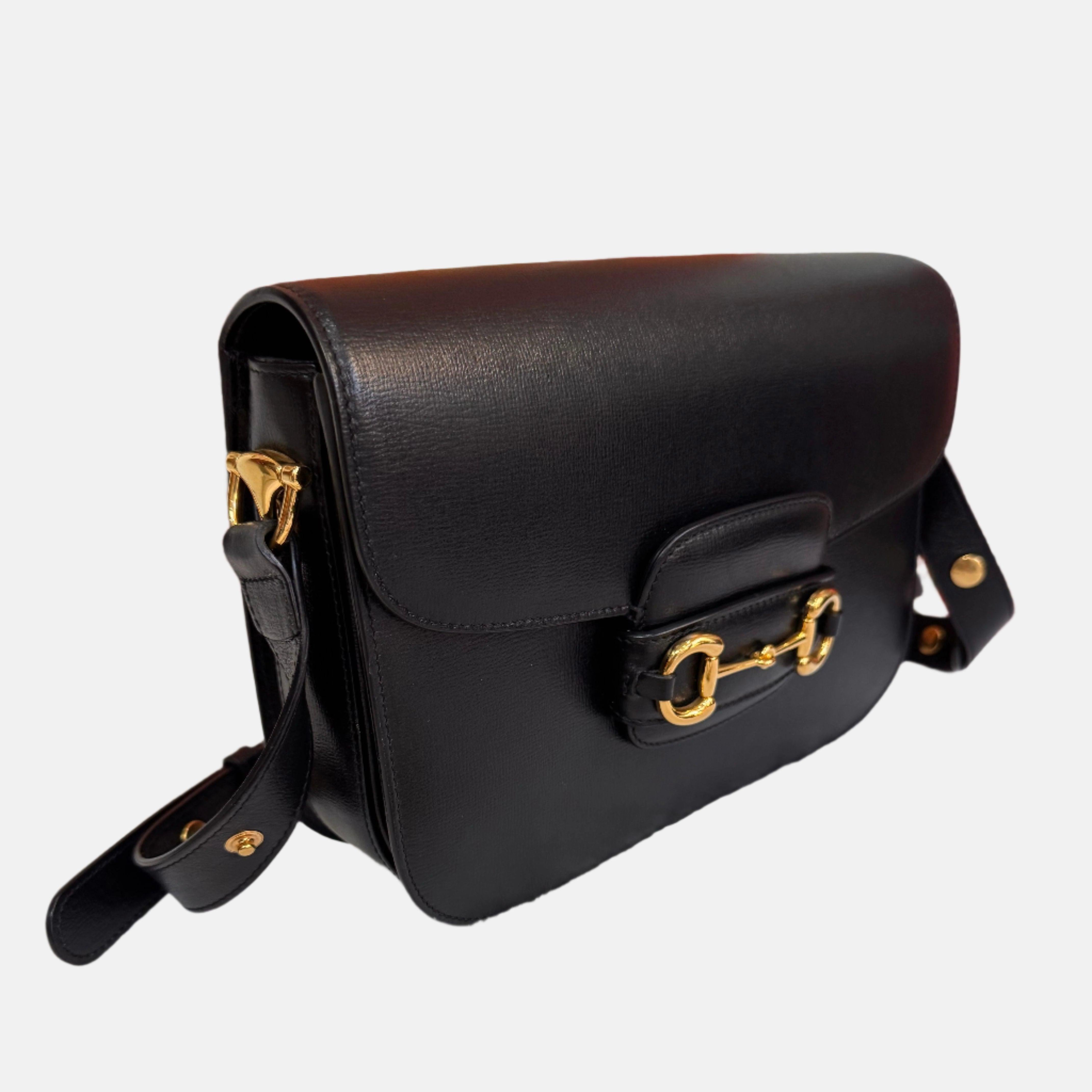 Gucci 1955 Horsebit Bag Small Black Leather In Good Condition In AUBERVILLIERS, FR