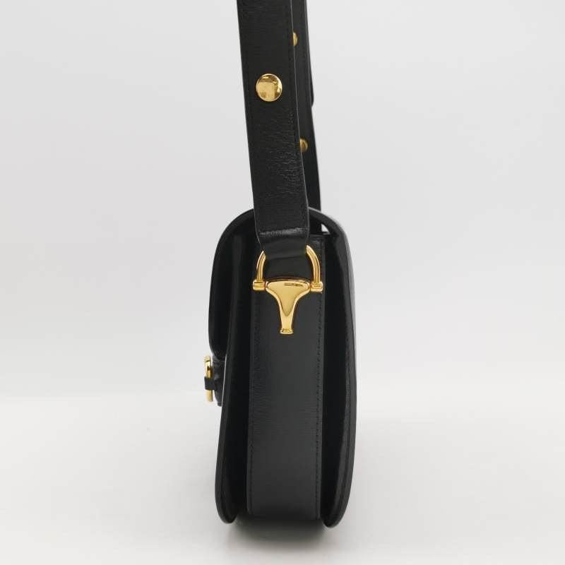 Gucci 1955 Horsebit Bag Small Black Leather In Excellent Condition For Sale In AUBERVILLIERS, FR