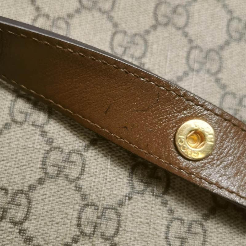 Gucci 1955 Horsebit Bag Small Brown Leather and GG Monogram Canvas For Sale 10