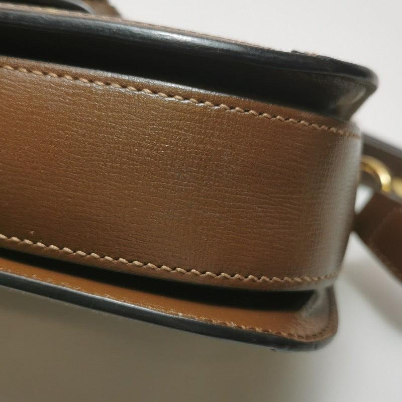 Gucci 1955 Horsebit Bag Small Brown Leather and GG Monogram Canvas For Sale 11