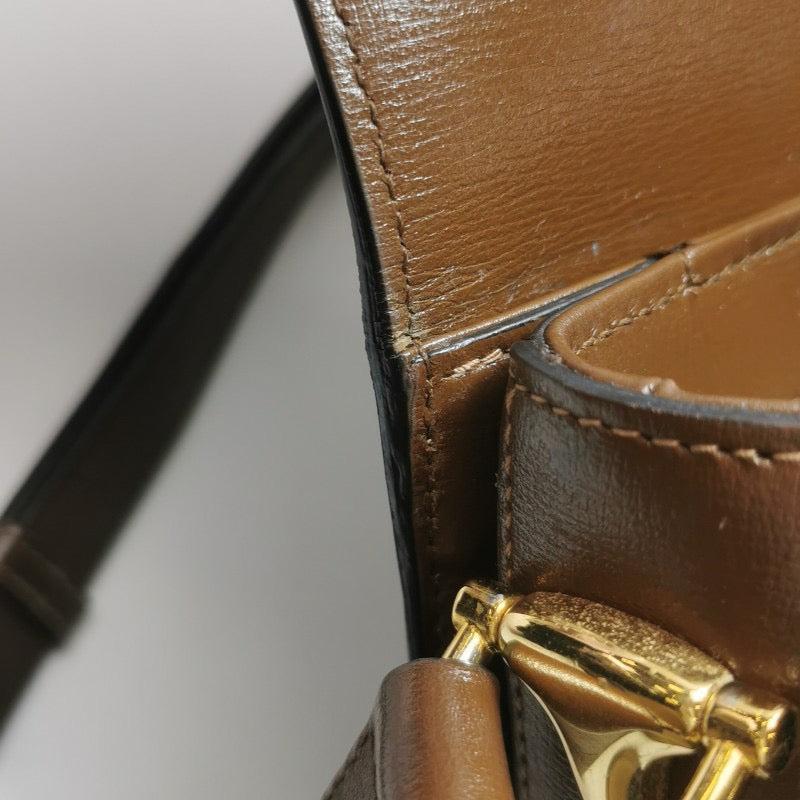 Gucci 1955 Horsebit Bag Small Brown Leather and GG Monogram Canvas For Sale 12