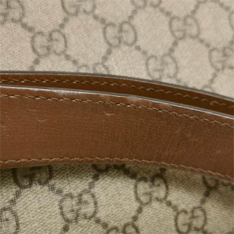 Gucci 1955 Horsebit Bag Small Brown Leather and GG Monogram Canvas For Sale 5