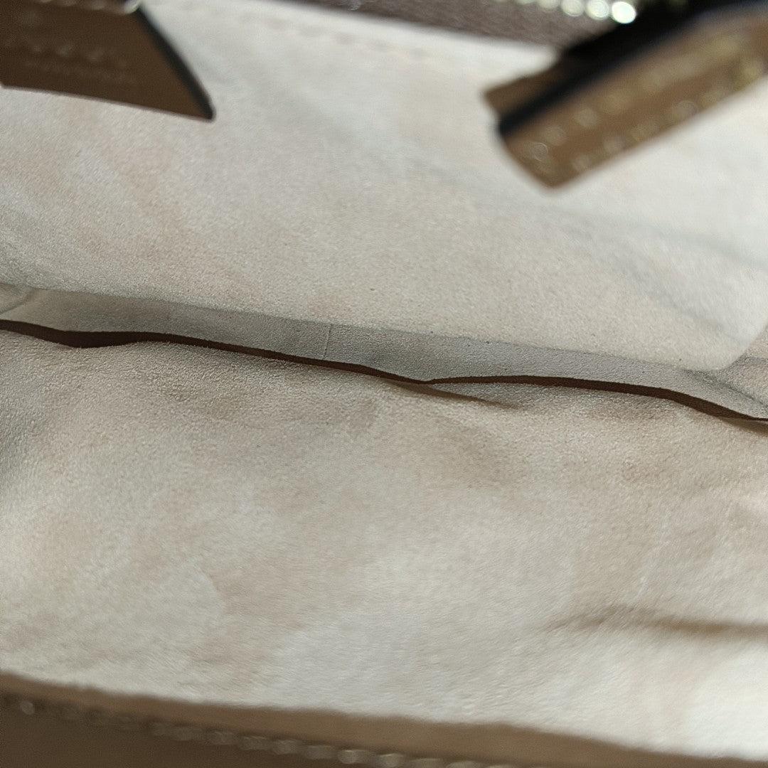 Gucci 1955 Horsebit Bag Tan Brown Small Leather Canvas Monogram For Sale 4