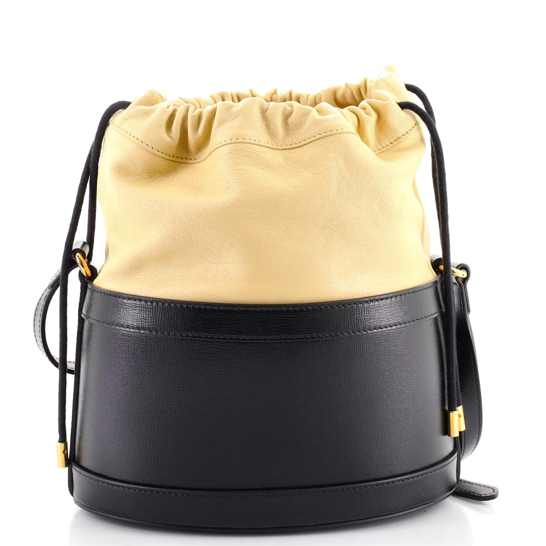 Black Gucci 1955 Horsebit Bucket Crossbody Bag Leather Small