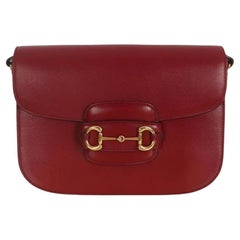 Gucci 1955 Horsebit Leather Shoulder Bag Red Small
