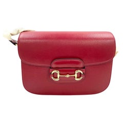 Gucci 1955 Horsebit Leather Shoulder Bag Red Small Never Worn