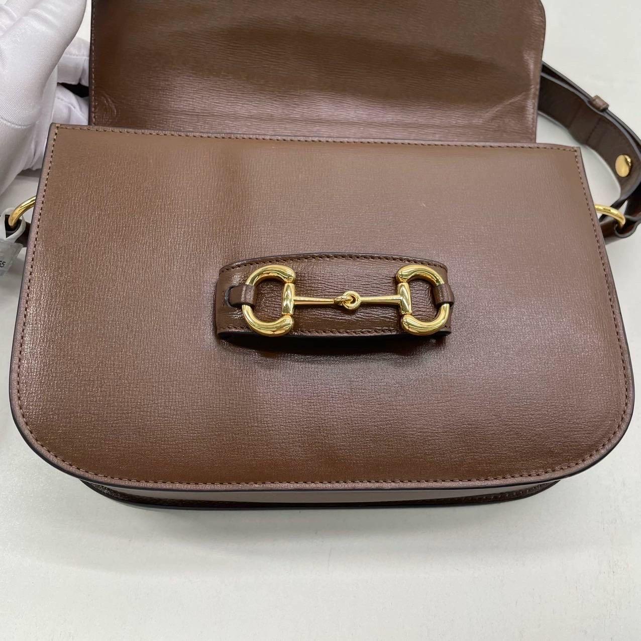 Gucci 1955 Horsebit Shoulder Bag Caramel Brown Small Leather 12