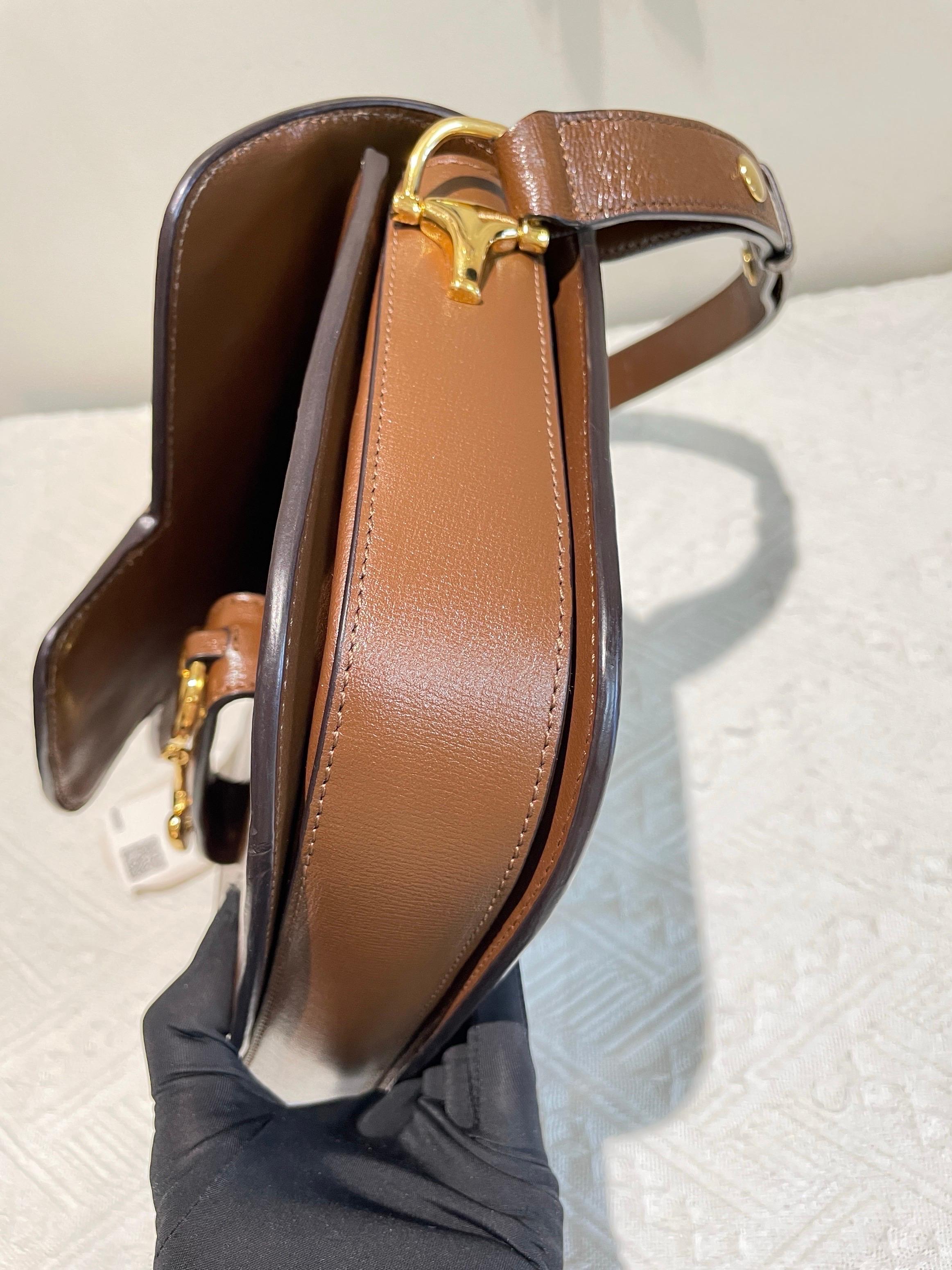 Gucci 1955 Horsebit Shoulder Bag Caramel Brown Small Leather 4