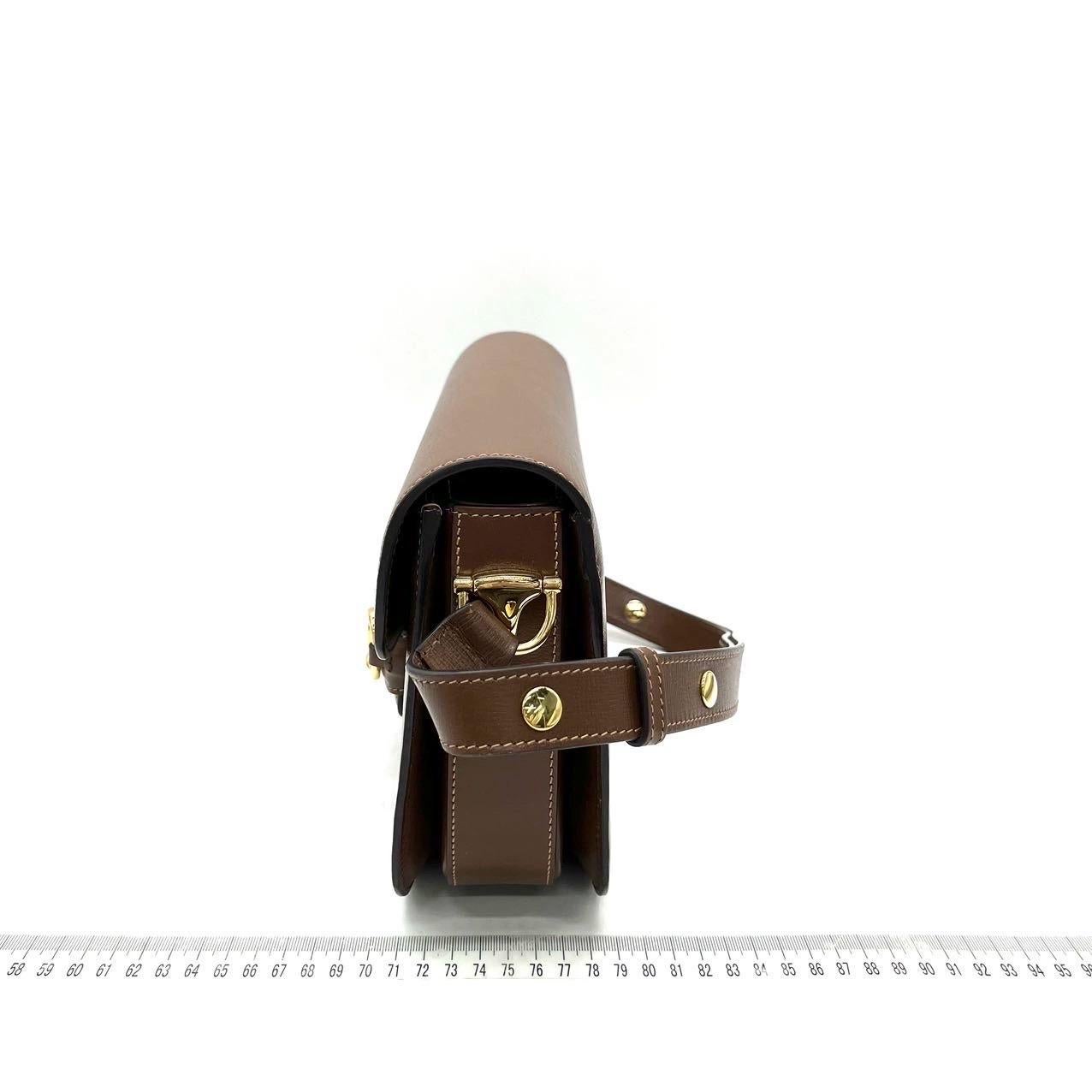 Gucci 1955 Horsebit Borsa a tracolla in pelle marrone caramello piccola in vendita 4