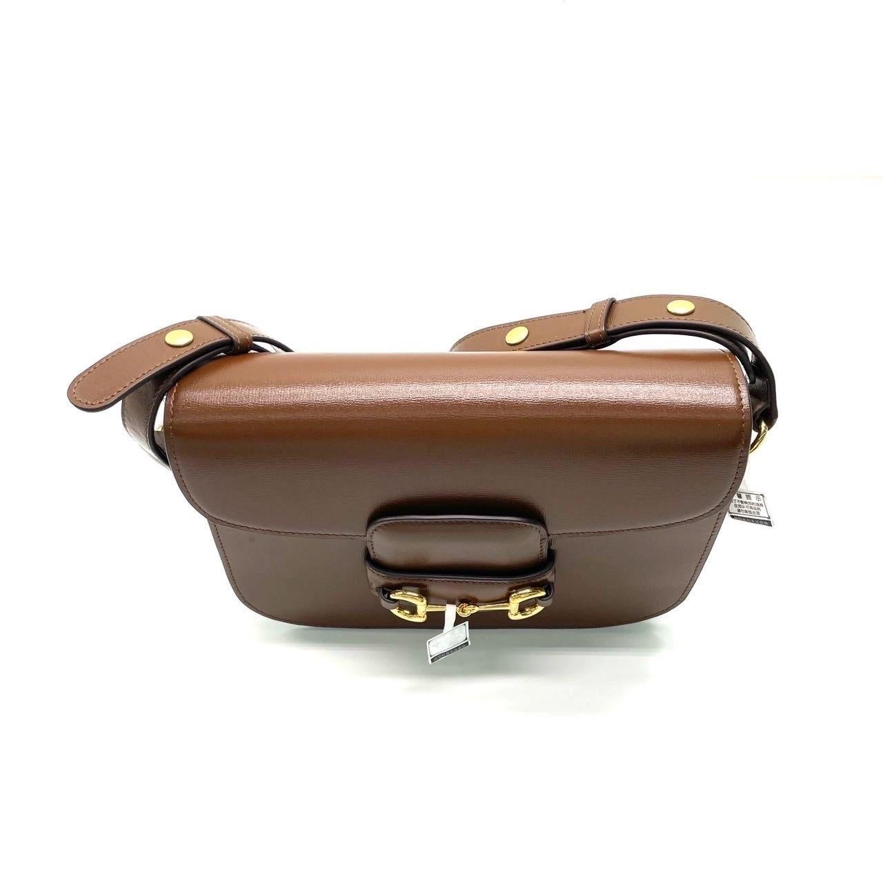 Gucci 1955 Horsebit Shoulder Bag Caramel Brown Small Leather For Sale 5