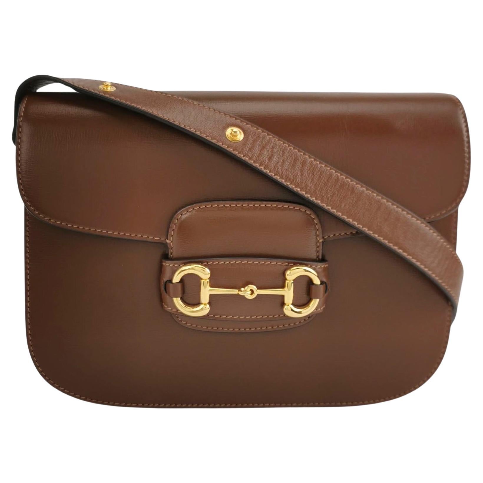 Gucci 1955 Horsebit Shoulder Bag Caramel Brown Small Leather For Sale