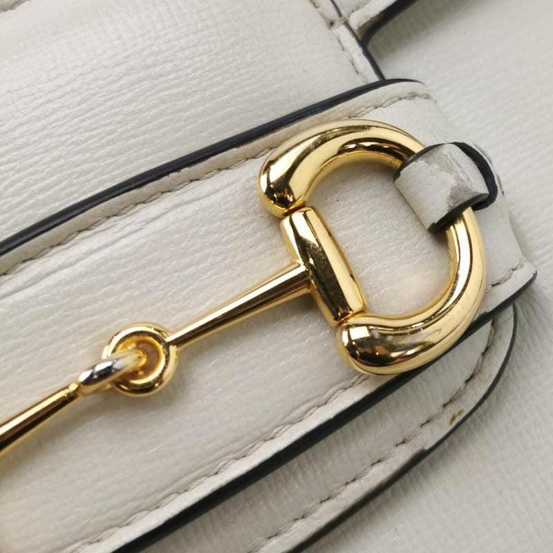 Gucci 1955 Horsebit Shoulder Bag White Small Leather For Sale 11