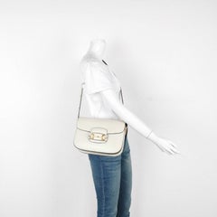 Gucci 1955 Horsebit Shoulder Bag White Small Leather