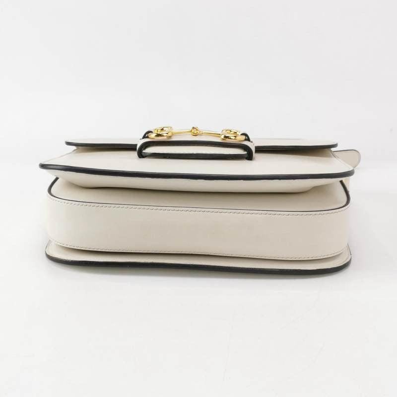 Gucci 1955 Horsebit Shoulder Bag White Small Leather For Sale 1