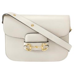 Gucci 1955 Horsebit Bolso de hombro Blanco Pequeño Cuero
