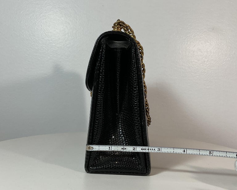 Sac à Main Vintage En Cuir De Lézard Noir - Années 50, Fabrication Française - Occasion