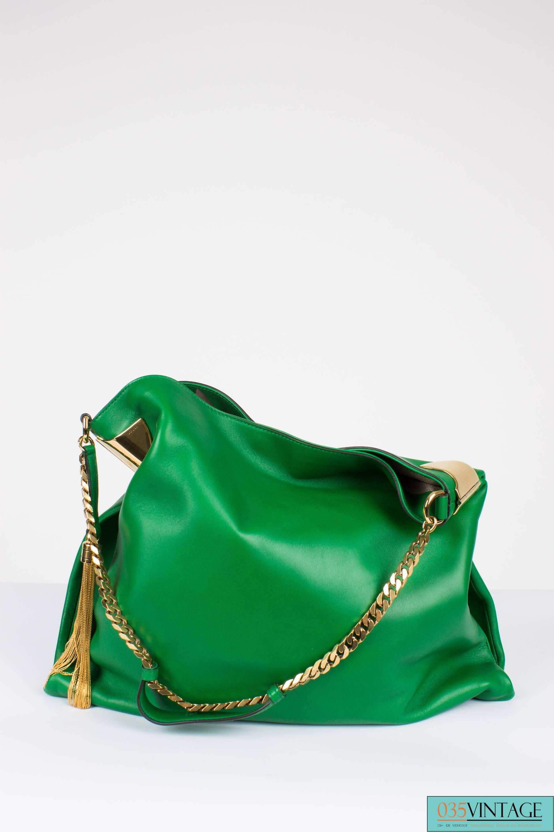 Women's Gucci 1970 Medium Shoulder Bag - green leather/gold